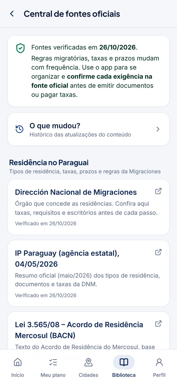 App Rota Paraguai: Fontes oficiais